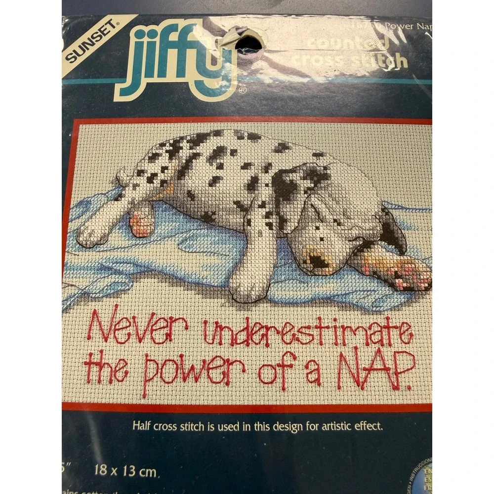 Vintage Jiffy Cross Stitch Kit Never Underestimate The Power of a Nap